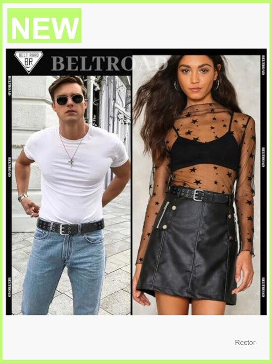 Rhinestone Cross Buckle Belt - Punk Goth Western Leather Belt main image 5